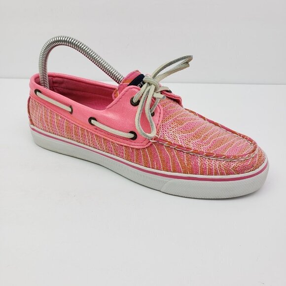 Sperry Top Sider Womens Size 8.5 Pink Sequin Slip On Boat Sneaker Shoes 9688904 - Picture 2 of 9